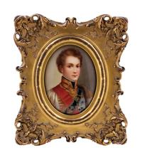 A German Painted Porcelain Portrait Plaque of Napoleon II