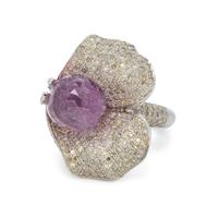 MORGANITE AND DIAMOND FLOWER RING