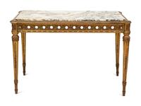 A Louis XVI Style Marble Top Giltwood Center Table