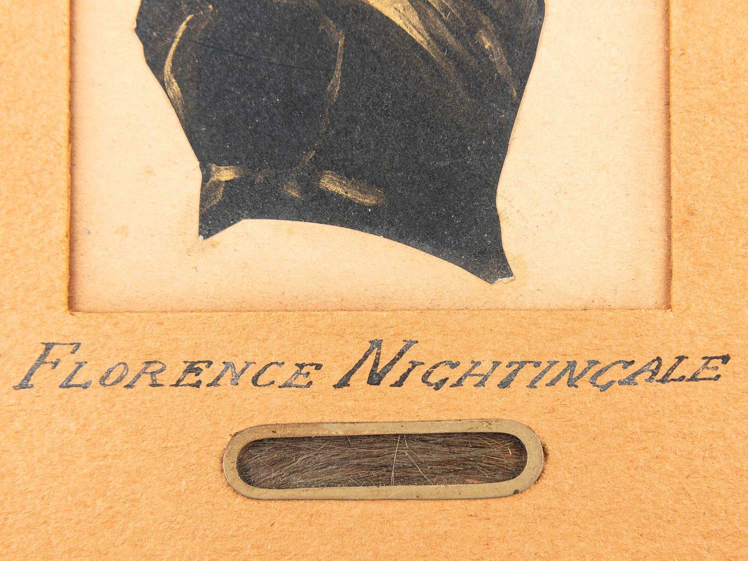 A Cut Paper Silhouette of Florence Nightingale with Lock of Hair