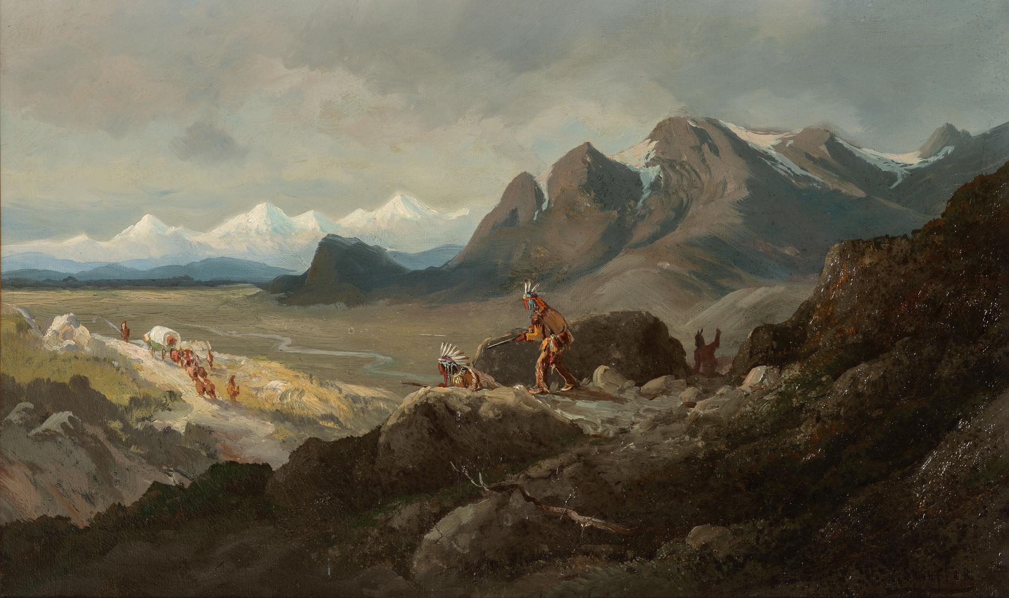 Indians Watching a Wagon Train