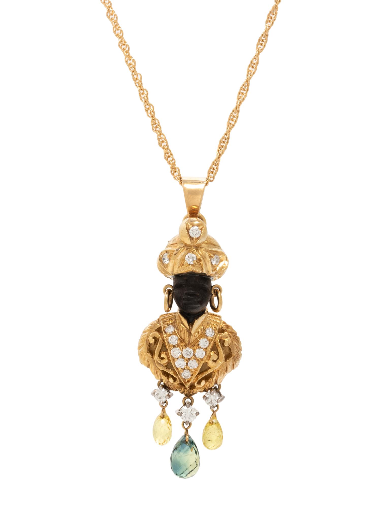NARDI, YELLOW GOLD, DIAMOND AND MULTIGEM BLACKAMOOR PENDANT