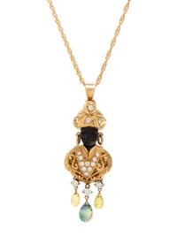 NARDI, YELLOW GOLD, DIAMOND AND MULTIGEM BLACKAMOOR PENDANT
