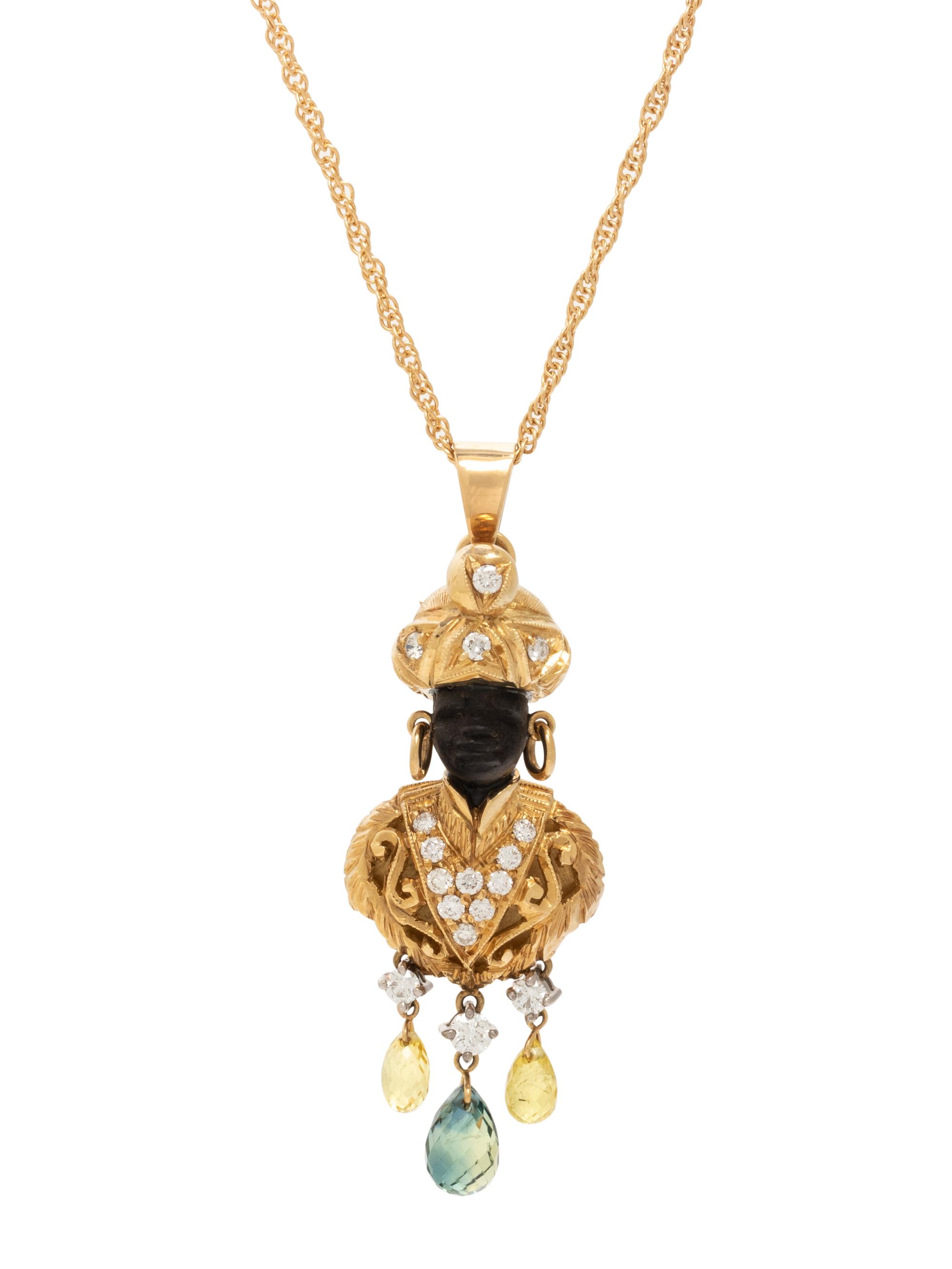 NARDI, YELLOW GOLD, DIAMOND AND MULTIGEM BLACKAMOOR PENDANT