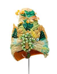 A Lyric Opera Green Gold Clown Costume and Hat, 1976 No size label