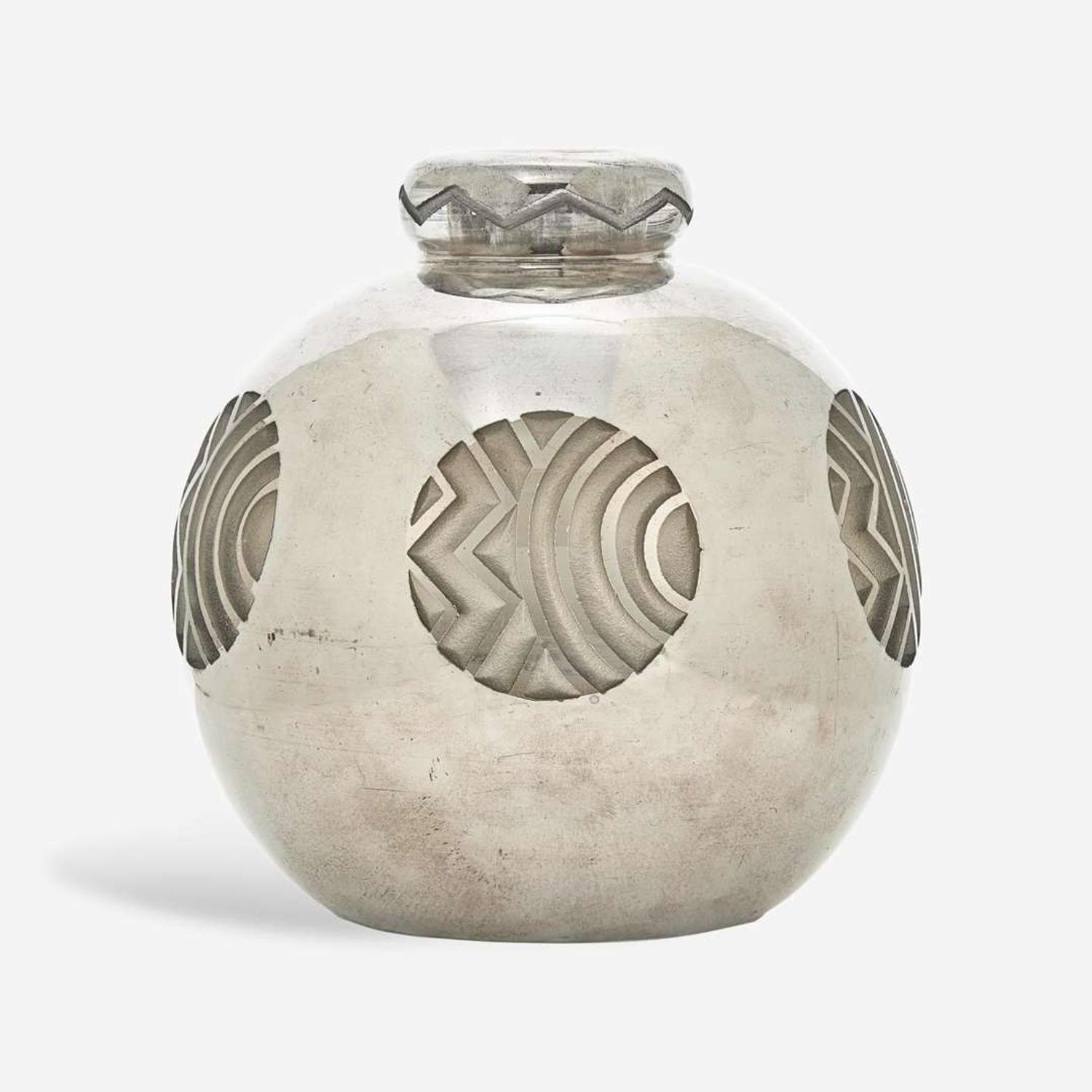Jean Luce (French, 1895-1964) Rare Art Deco Silvered Vase, France, 1930s