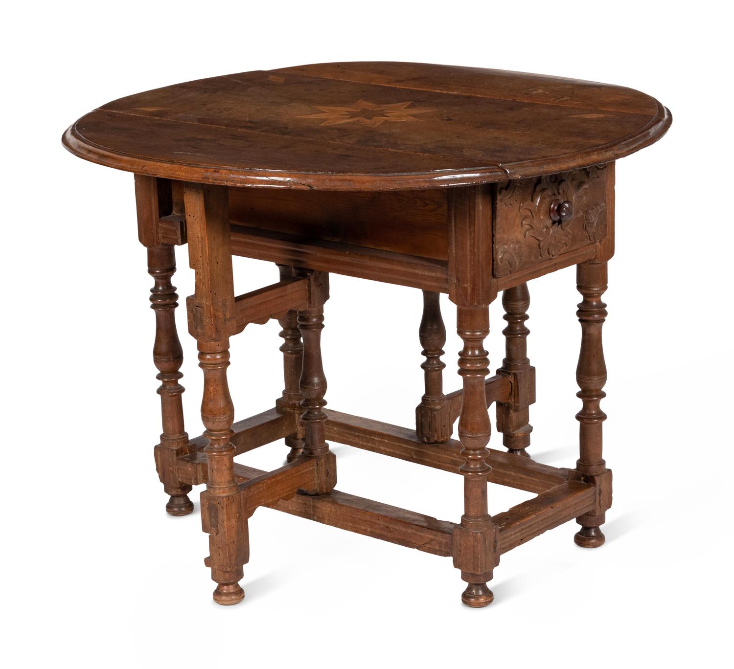 A Marquetry Inlaid Drop Leaf Table