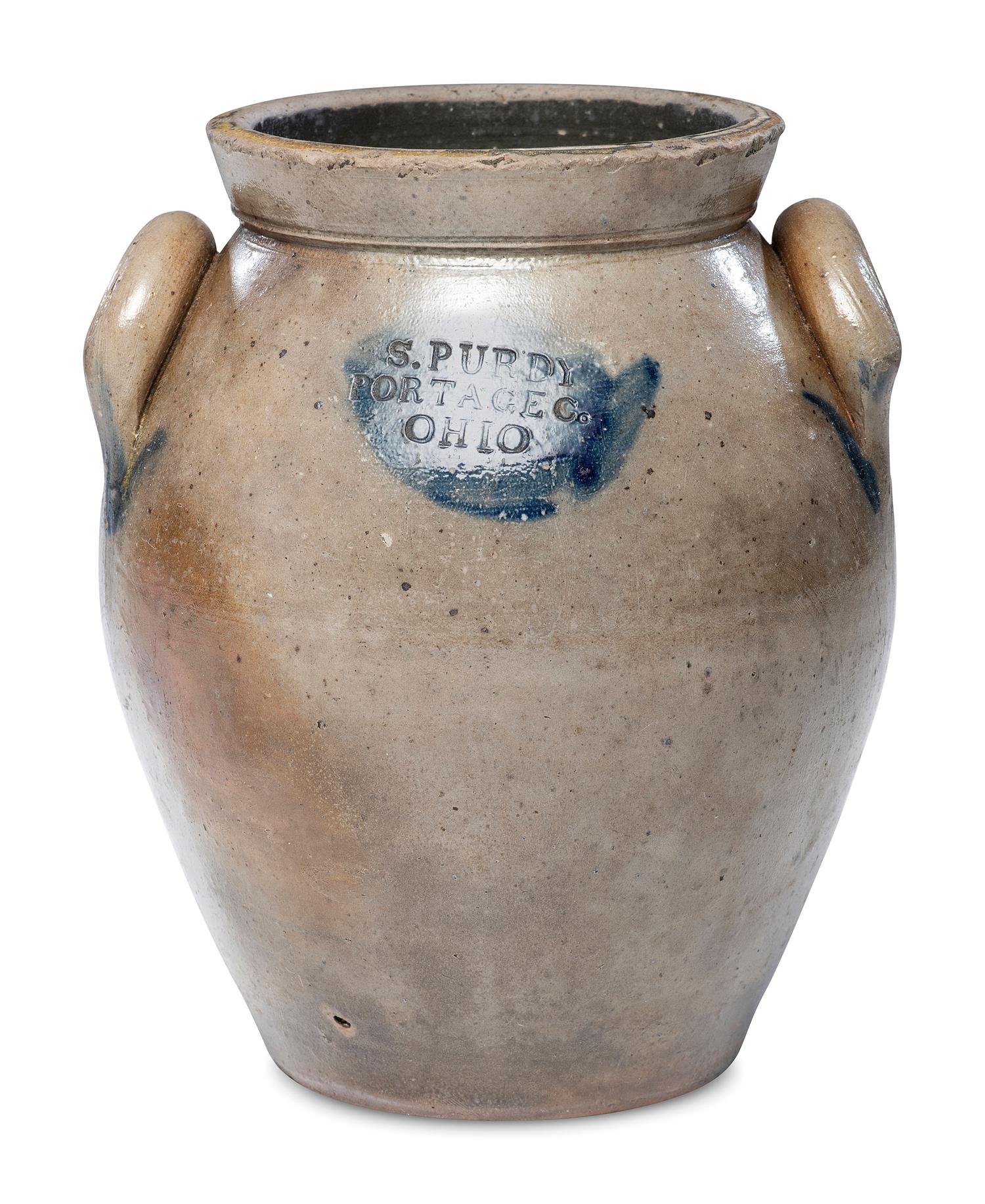 A Rare S. Purdy One-Gallon Ovoid Stoneware Crock