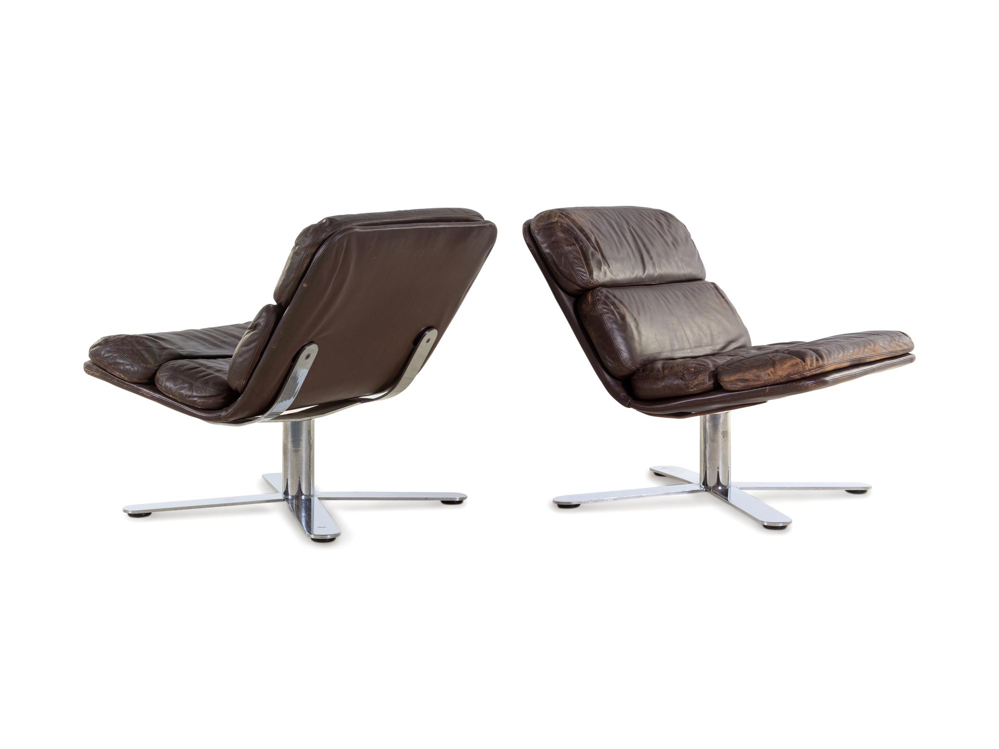Pair of X Base Lounge Chairs
