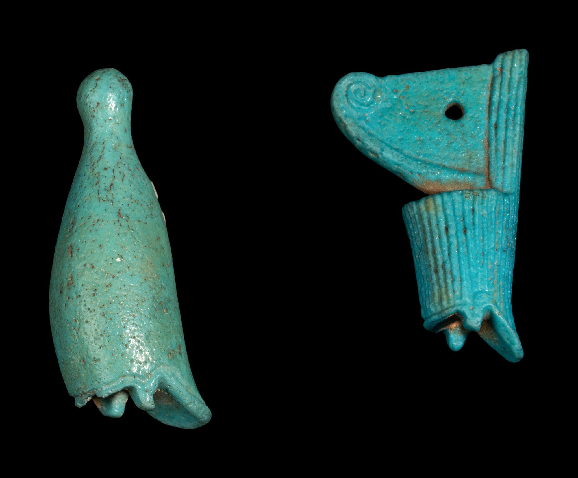Two Egyptian Faience Crowns