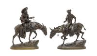 A Pair of French Bronze Figural Groups, AFTER ISIDORE BONHEUR (1827-1901, EARLY 20TH CENTURY, Height of taller 15 inches. — AFTER ISIDORE BONHEUR (1827-1901), EARLY 20TH CENTURY,