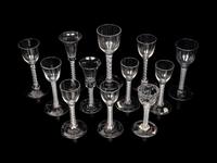 A Group of Twelve English Glass Wine Stems