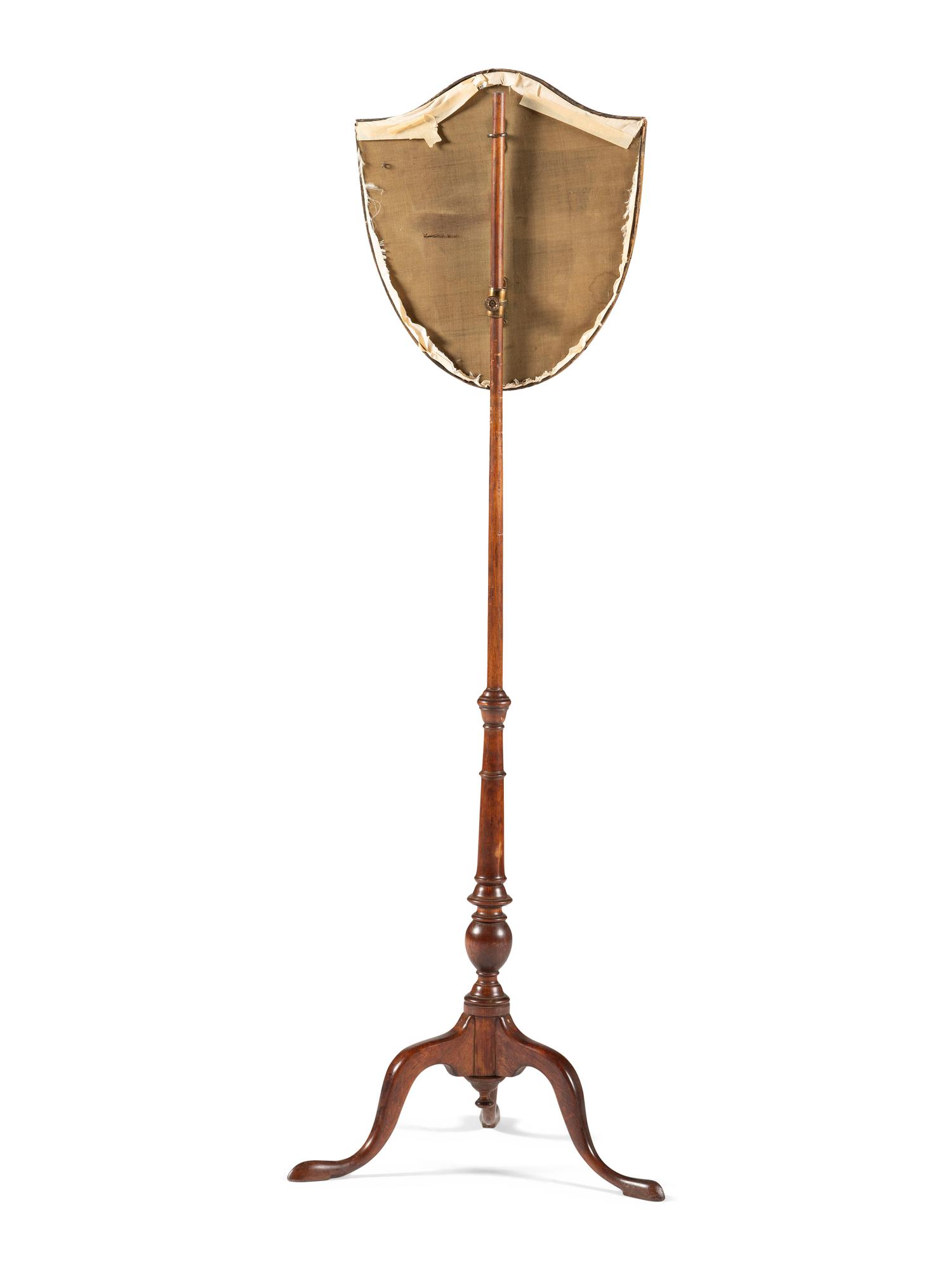 An English Fruitwood Shield-Form Fire Screen