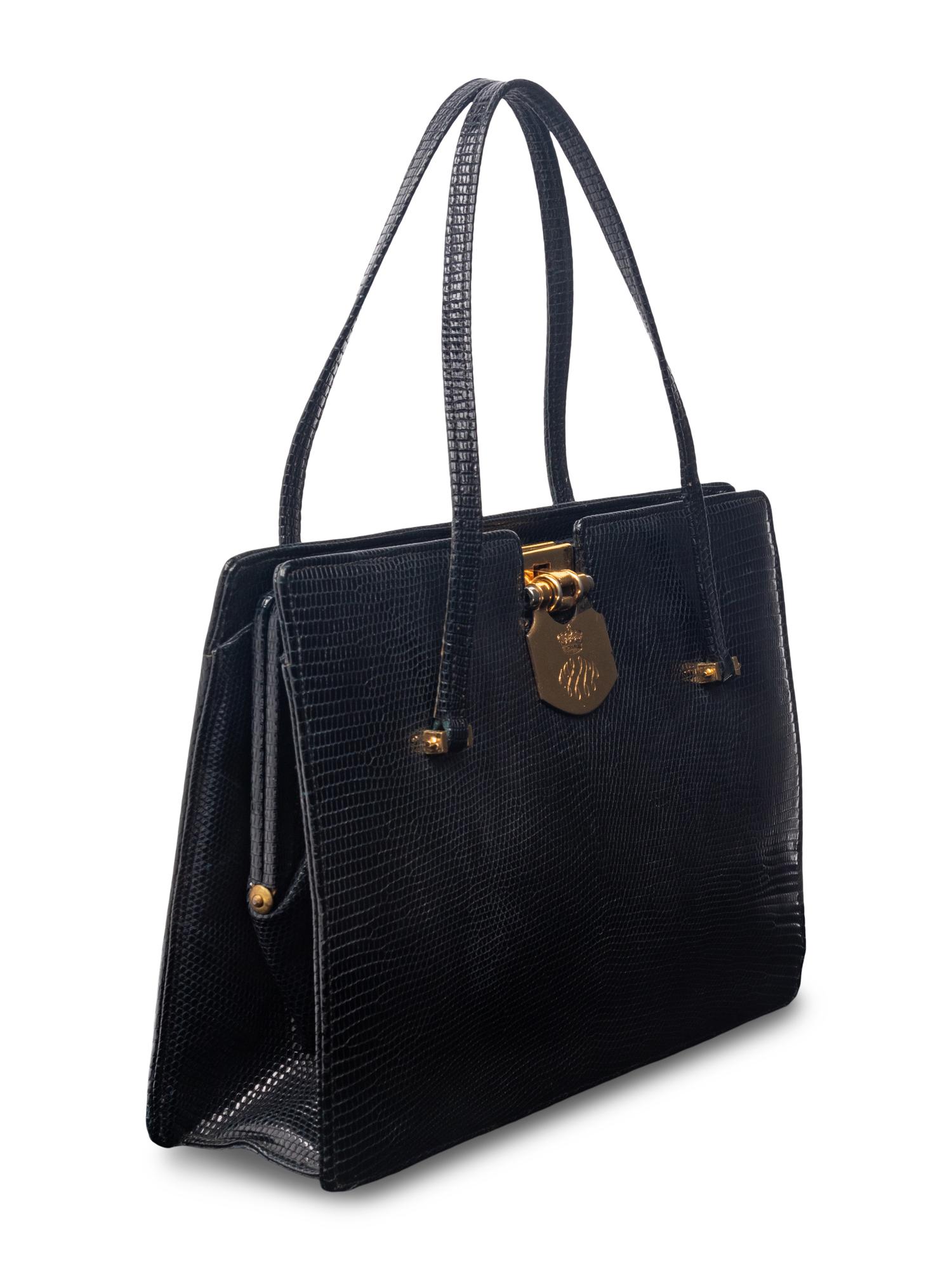 WALLIS SIMPSON, THE DUCHESS OF WINDSOR, NAVY LIZARD HANDBAG