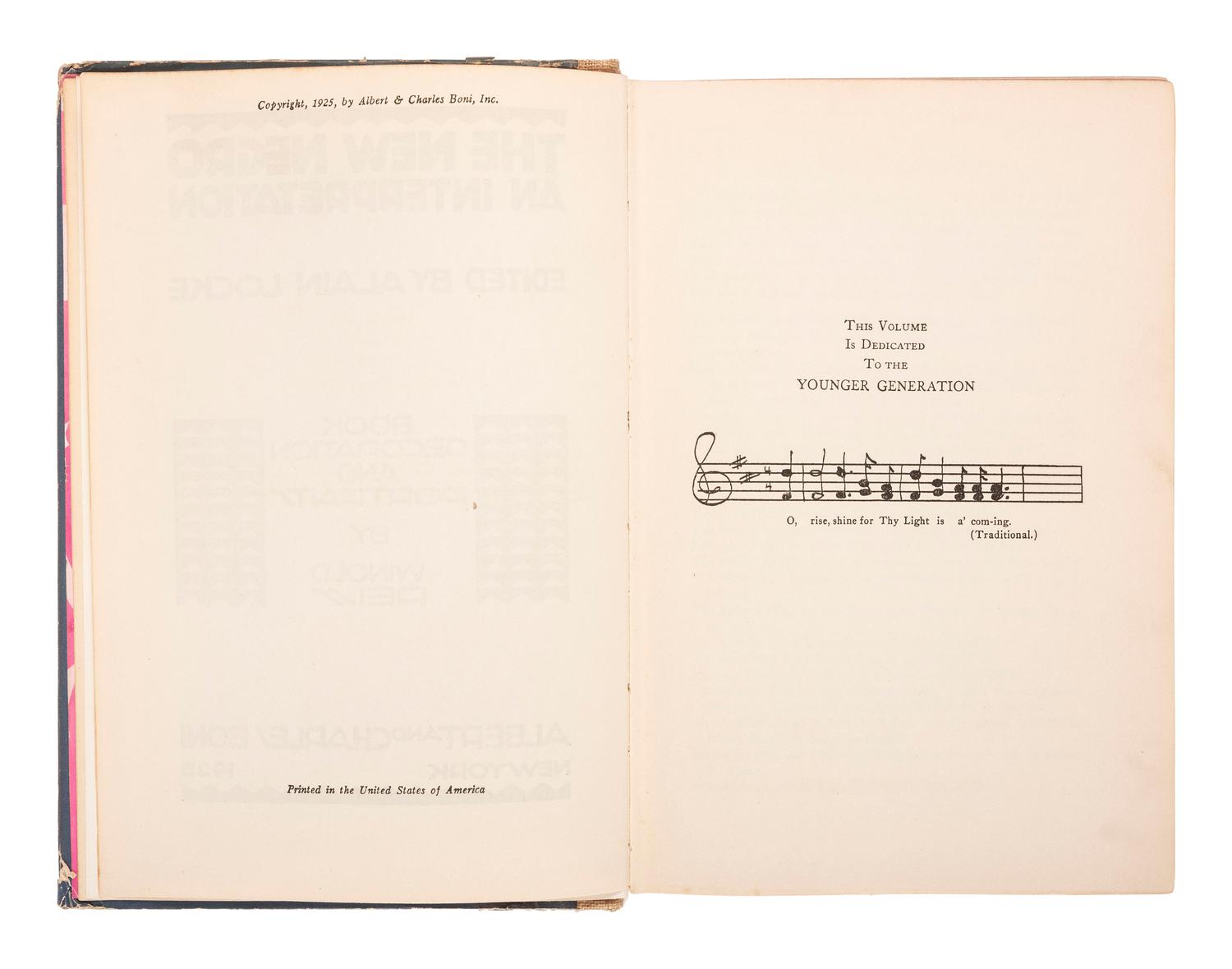 [AFRICAN AMERICANA - LITERATURE]. LOCKE, Alain, ed. The New Negro, an Interpretation . New York: Albert & Charles Boni, 1925.