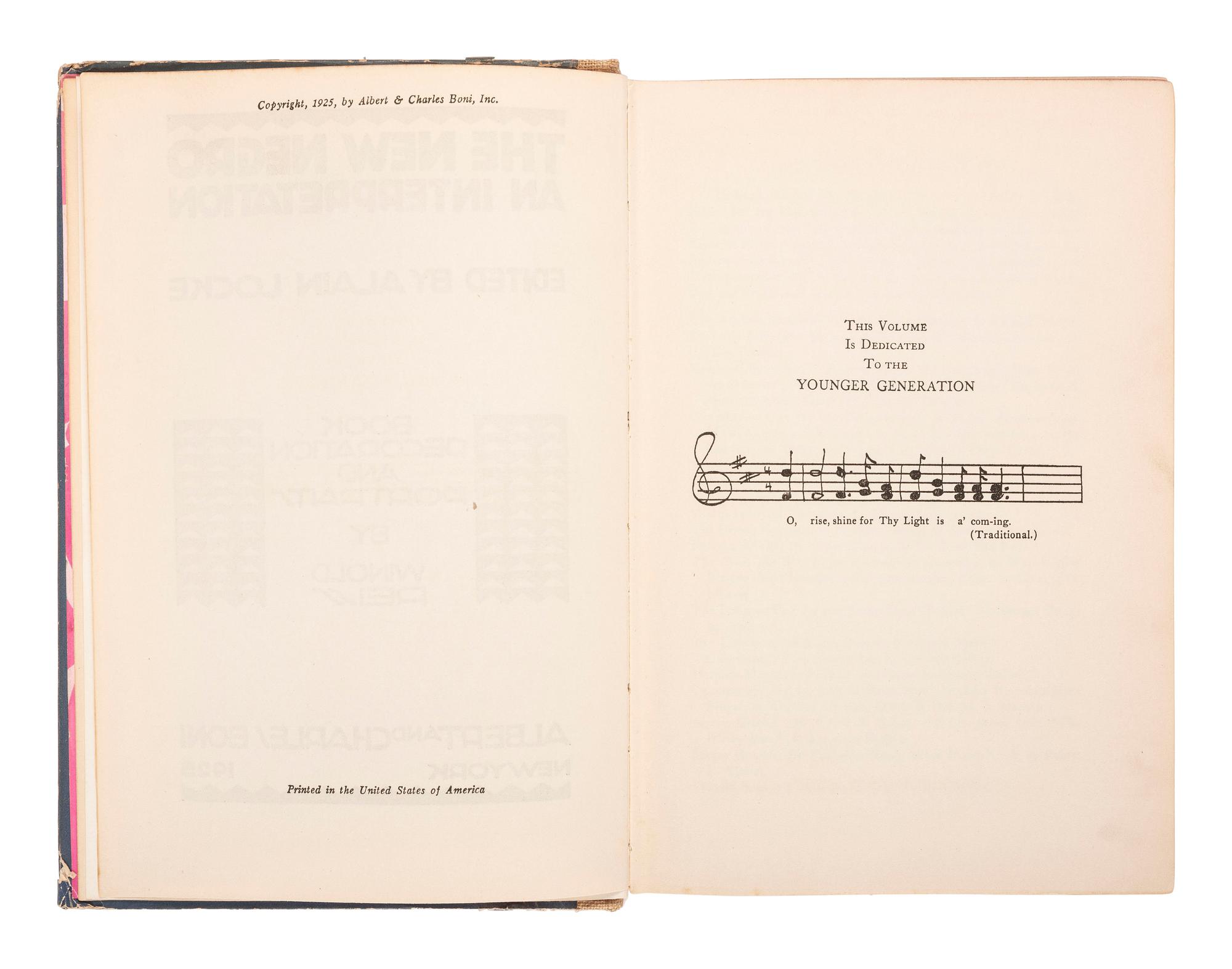 [AFRICAN AMERICANA - LITERATURE]. LOCKE, Alain, ed. The New Negro, an Interpretation . New York: Albert & Charles Boni, 1925.