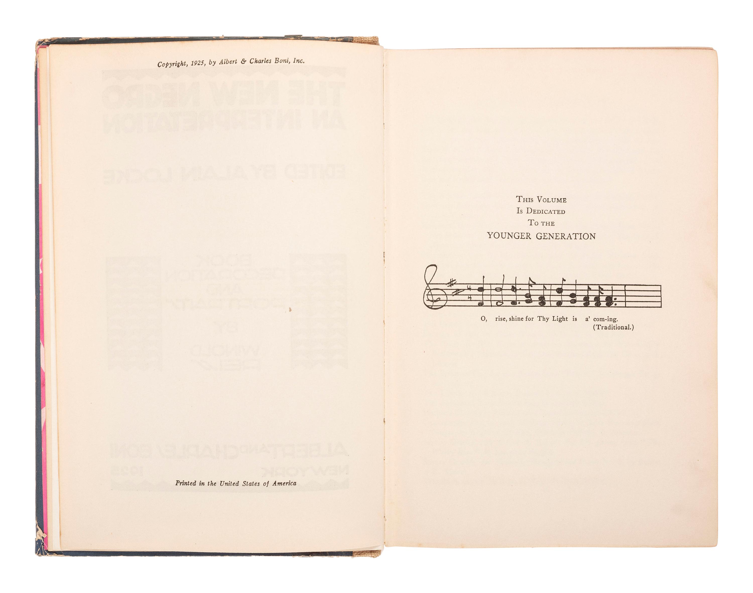 [AFRICAN AMERICANA - LITERATURE]. LOCKE, Alain, ed. The New Negro, an Interpretation . New York: Albert & Charles Boni, 1925.