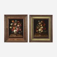 Circle of Frans Francken the Younger (Flemish, 1581–1642) A Still life of Flowers in an Urn on a Ledge; together with a companion