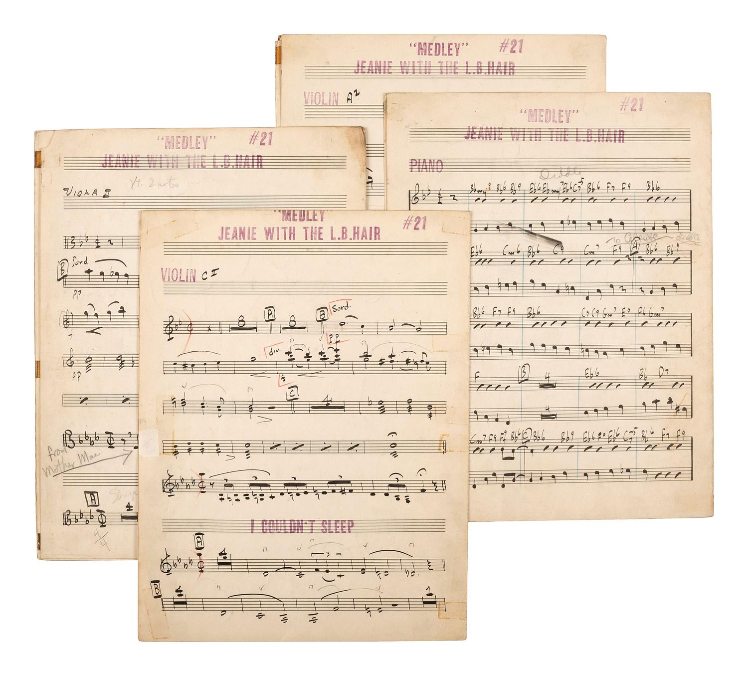 [WORLD WAR II] -- [MILLER, Glenn (1904-1944)]. World War II-era archive of manuscript scores and ephemera related to the Glenn Miller Army Air Force Band and associated musicians and orchestras.