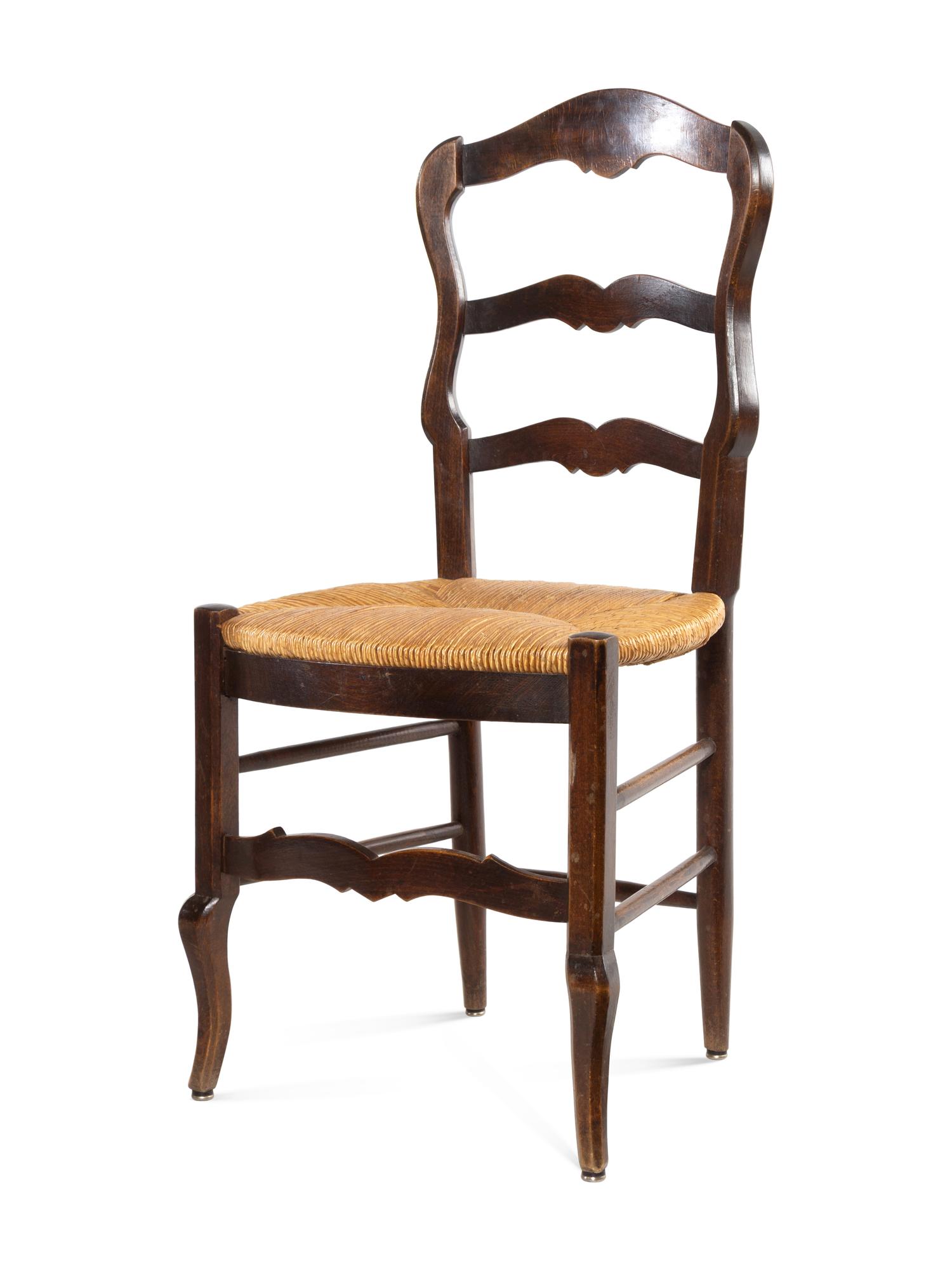 Four Louis XV Provincial Style Rush-Seat Side Chairs