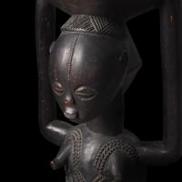 A Luba Wood Caryatid Stool