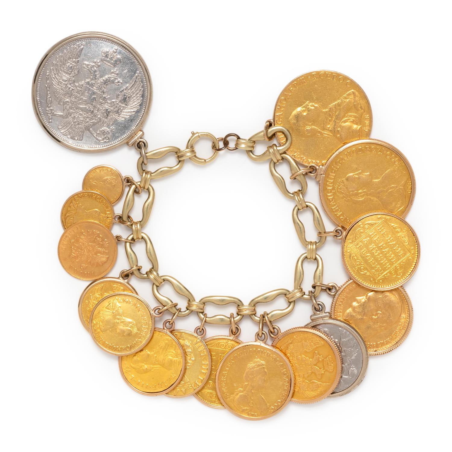 YELLOW GOLD AND COIN BRACELET