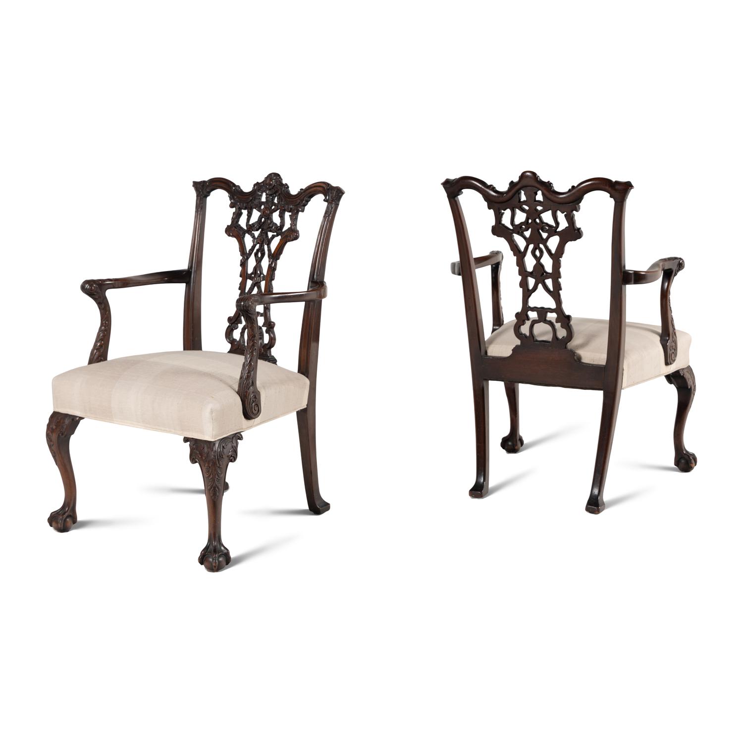 A Pair of George III Style Mahogany Armchairs