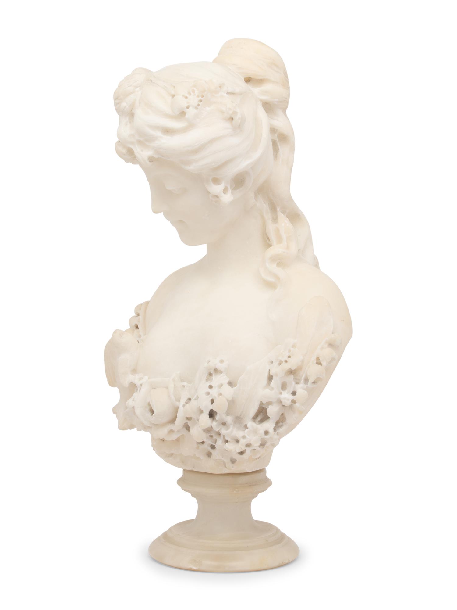 A Continental Carved Marble Bust