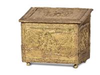 A Neoclassical Hammered Brass Mounted Pine Chest