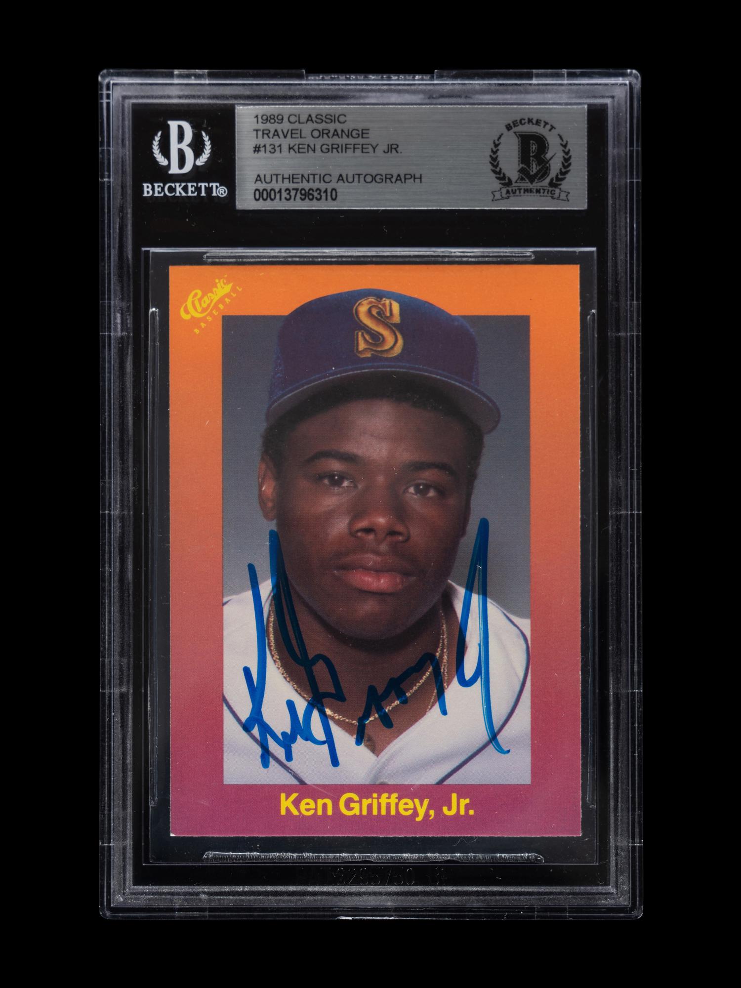 A 1989 Classic Travel Orange Ken Griffey Jr. Signed Autograph Rookie Baseball Card No. 131 With Period Signature (Beckett Authentication Services BAS Certified)