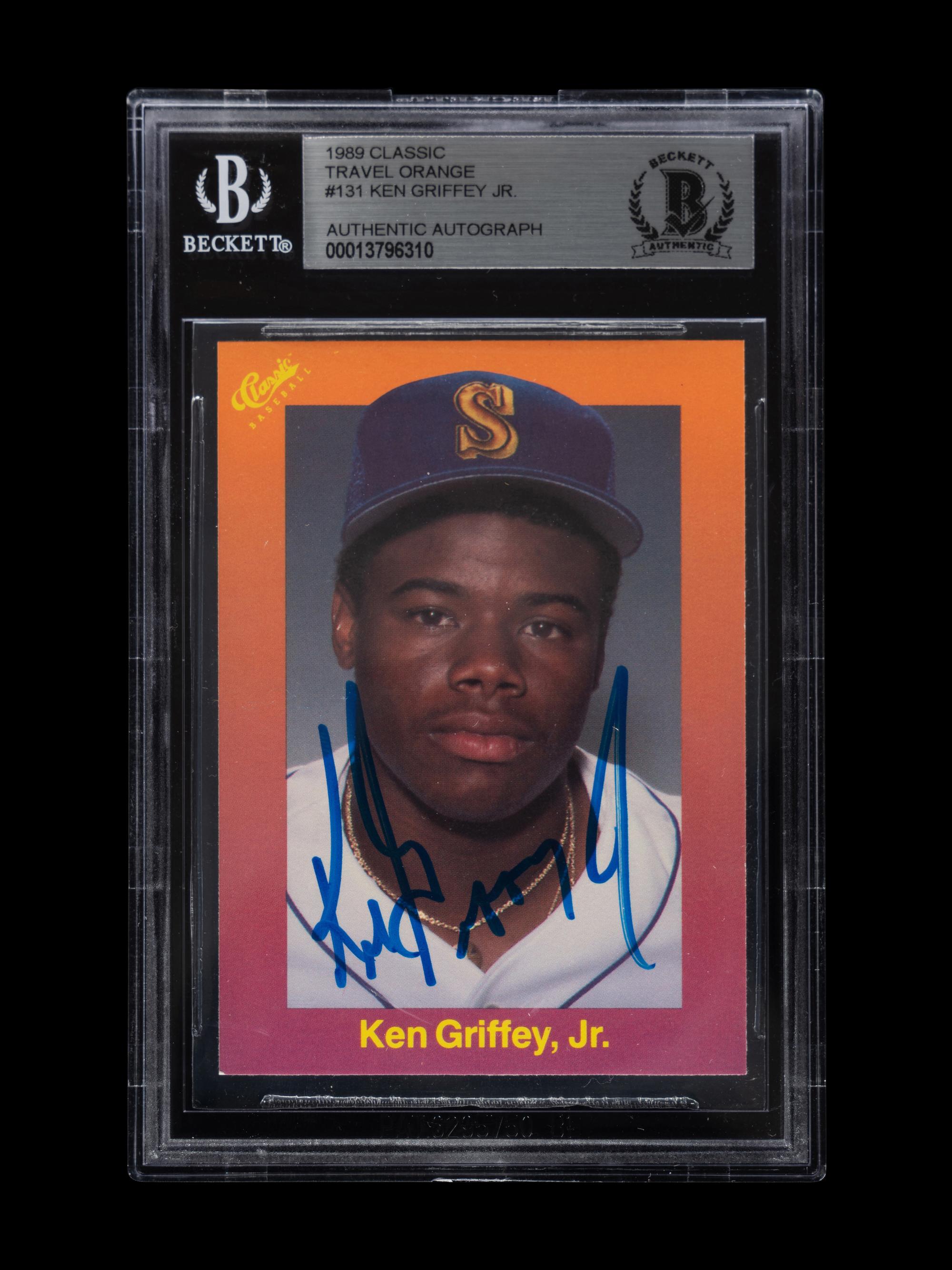 A 1989 Classic Travel Orange Ken Griffey Jr. Signed Autograph Rookie Baseball Card No. 131 With Period Signature (Beckett Authentication Services BAS Certified)