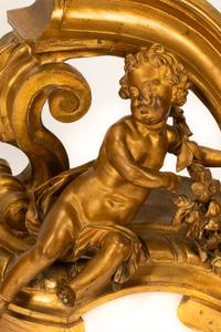 A Pair of Large Louis XV Style Gilt Bronze Figural Chenets