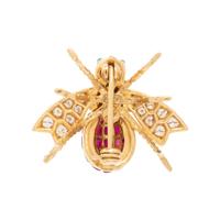 SYNTHETIC RUBY, DIAMOND AND EMERALD BEE BROOCH
