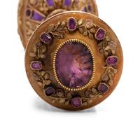 A French Gold, Ruby and Amethyst Mounted Agate Hand-Seal