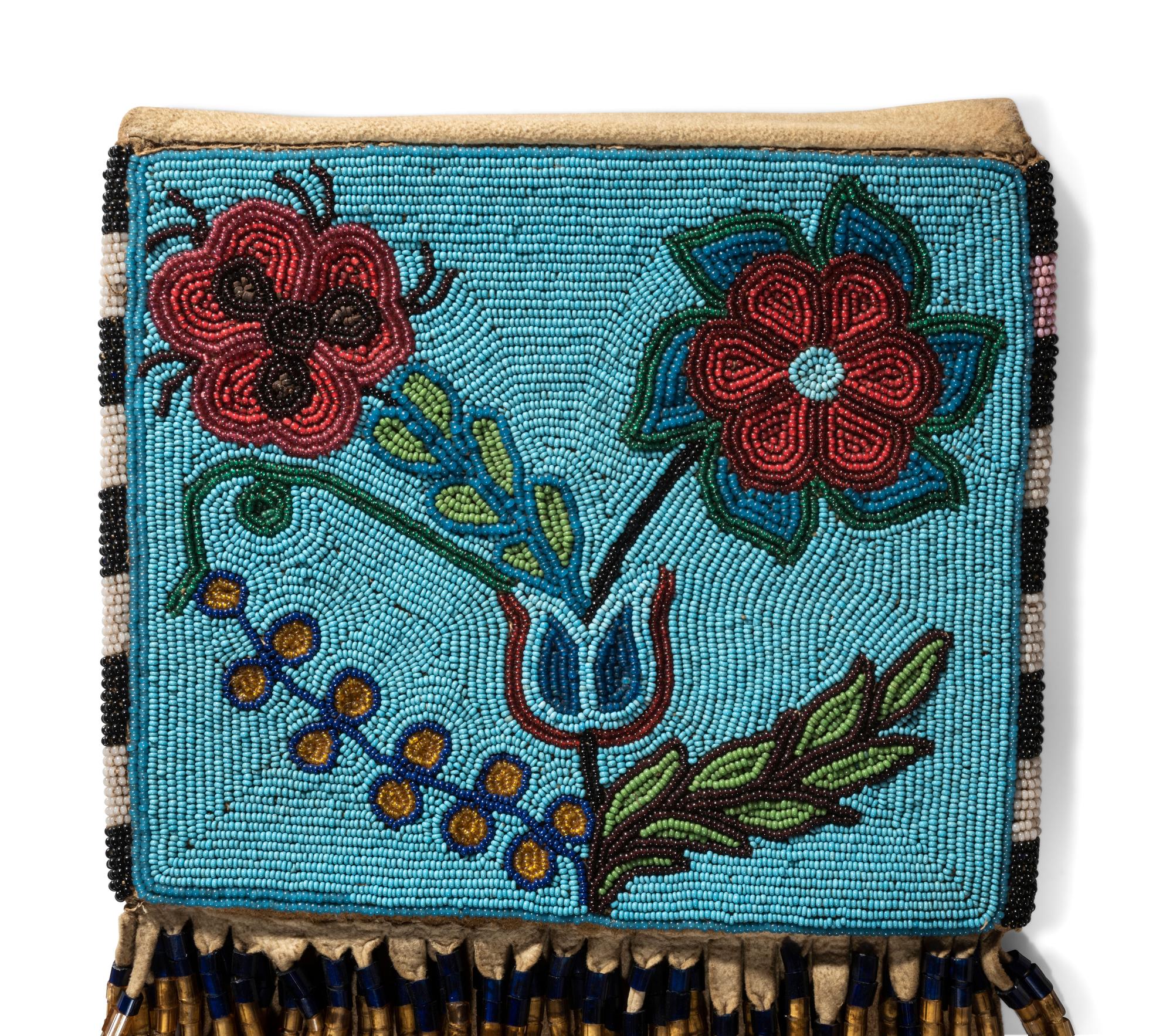 Anishinaabe Beaded Hide Tobacco Bag