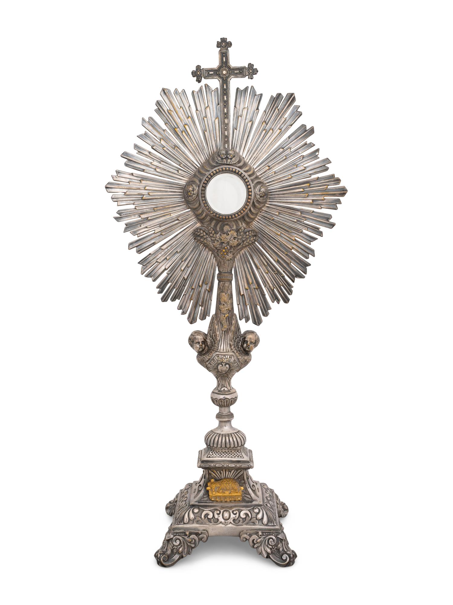 A French Baroque-Style Silver and Vermeil Monstrance