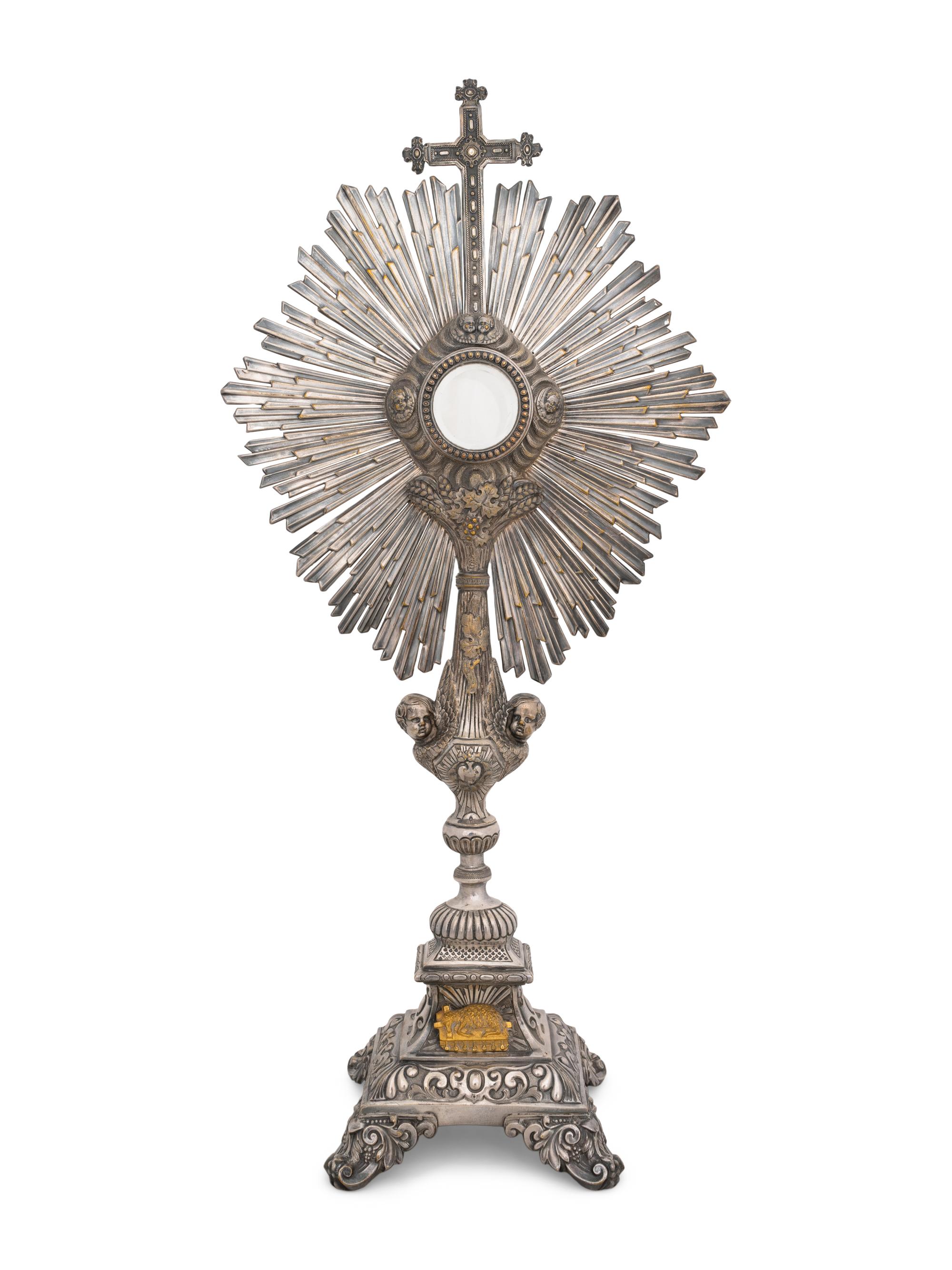 A French Baroque-Style Silver and Vermeil Monstrance