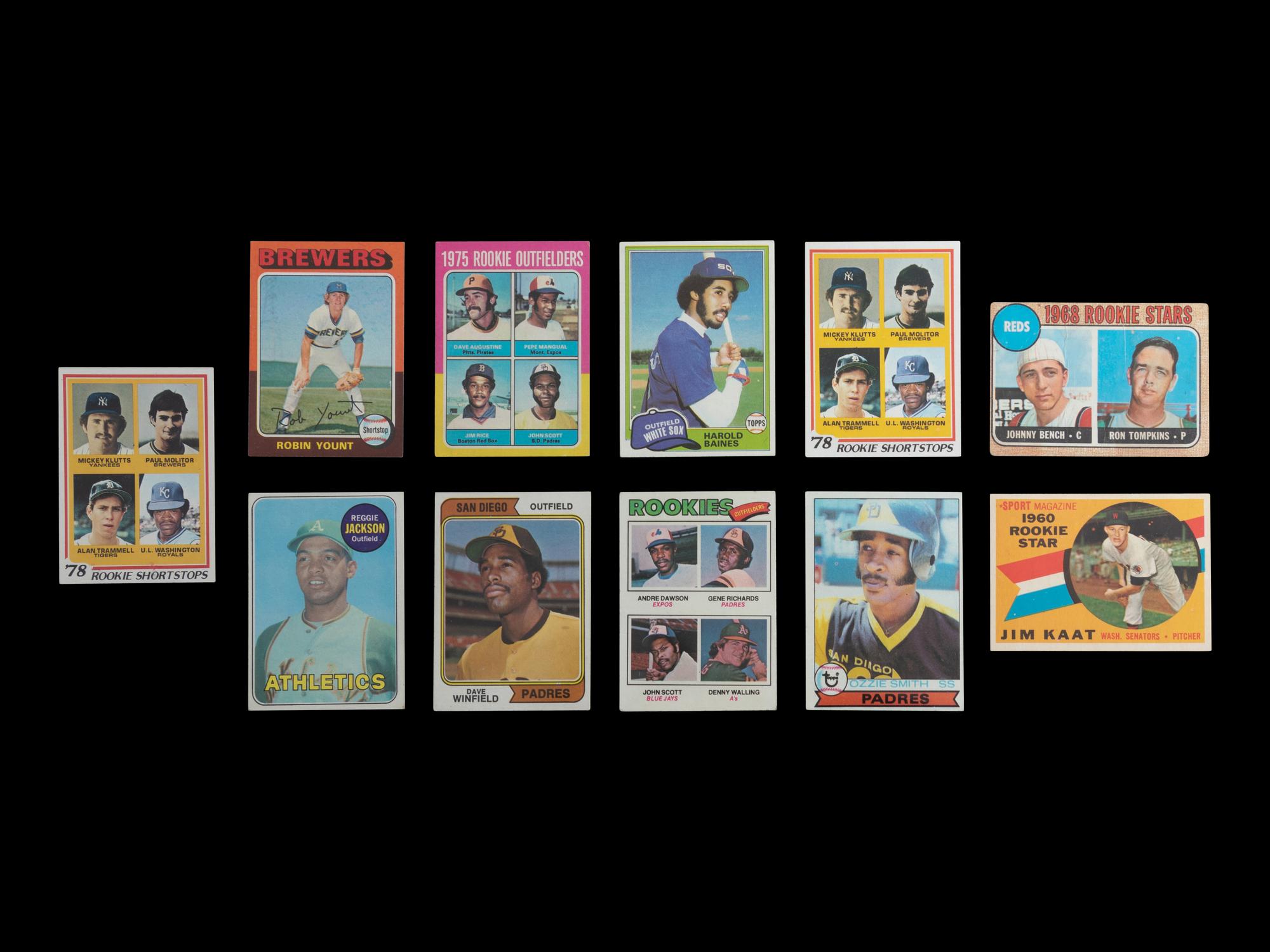 A Group of 11 1960-80s Topps Hall of Fame Baseball Rookie Cards (Including Reggie Jackson)