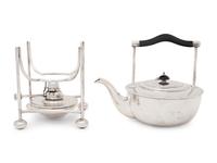 An English Arts & Crafts Silver-Plate Teapot and Stand with an Associated Serving Tray