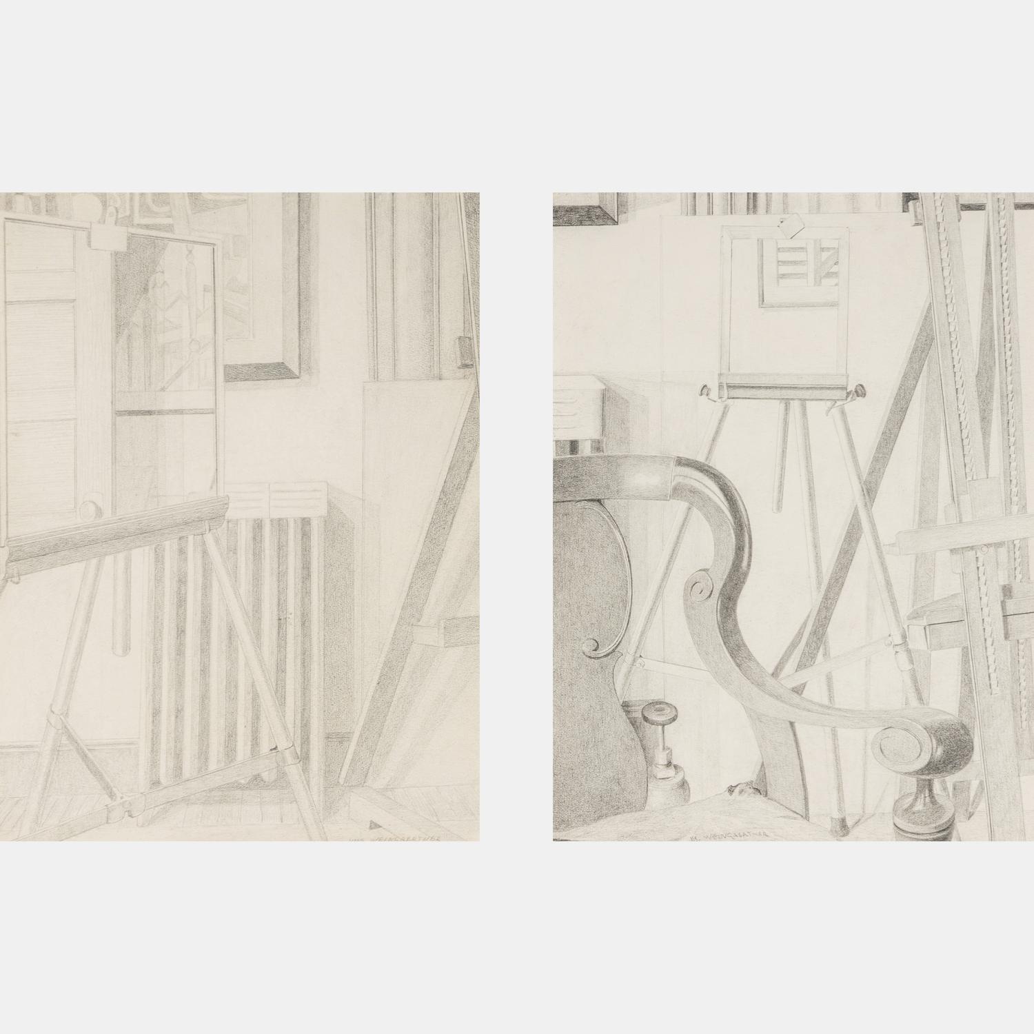 The Studio and The Chair in the Studio (A Pair of Works) , 1938