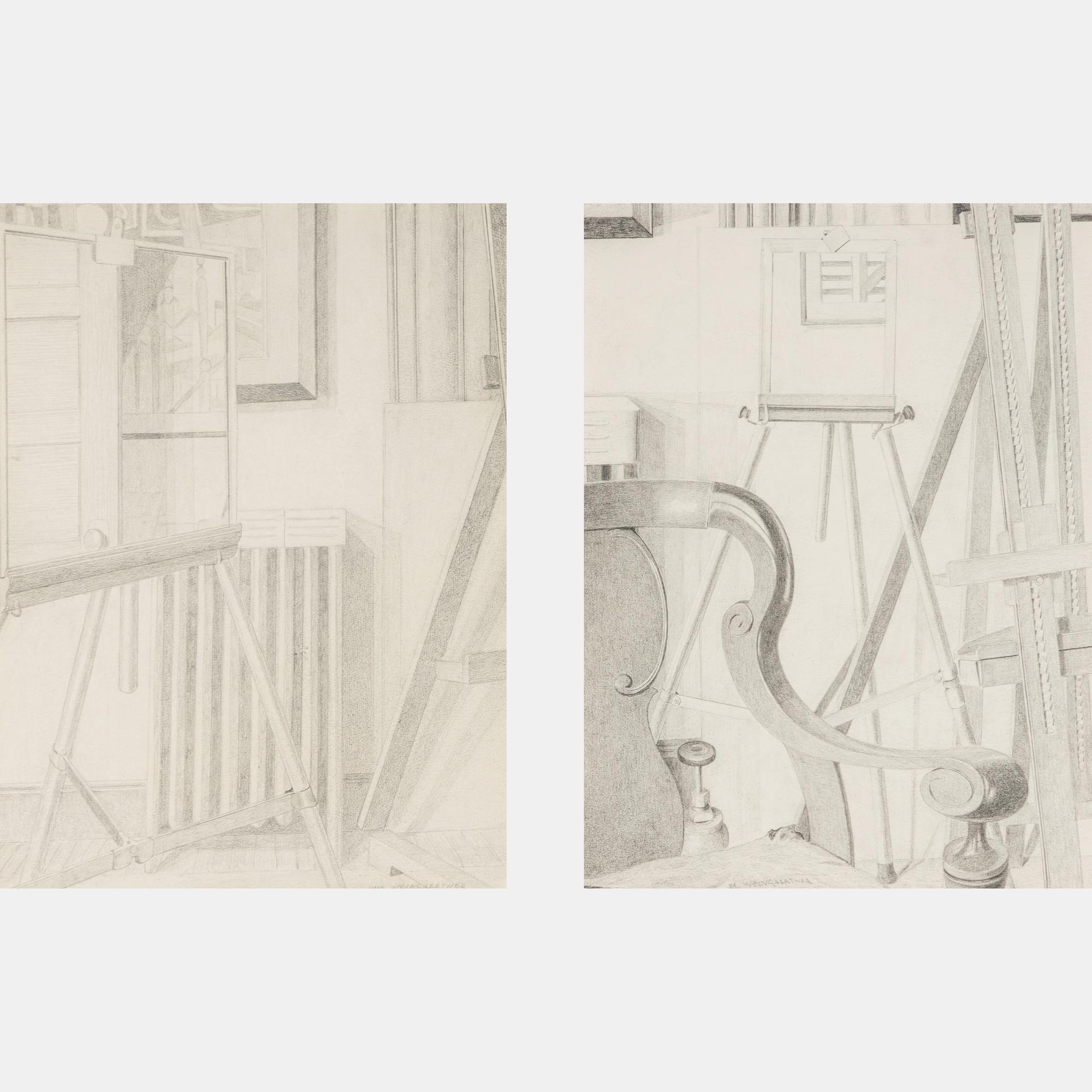 The Studio and The Chair in the Studio (A Pair of Works) , 1938