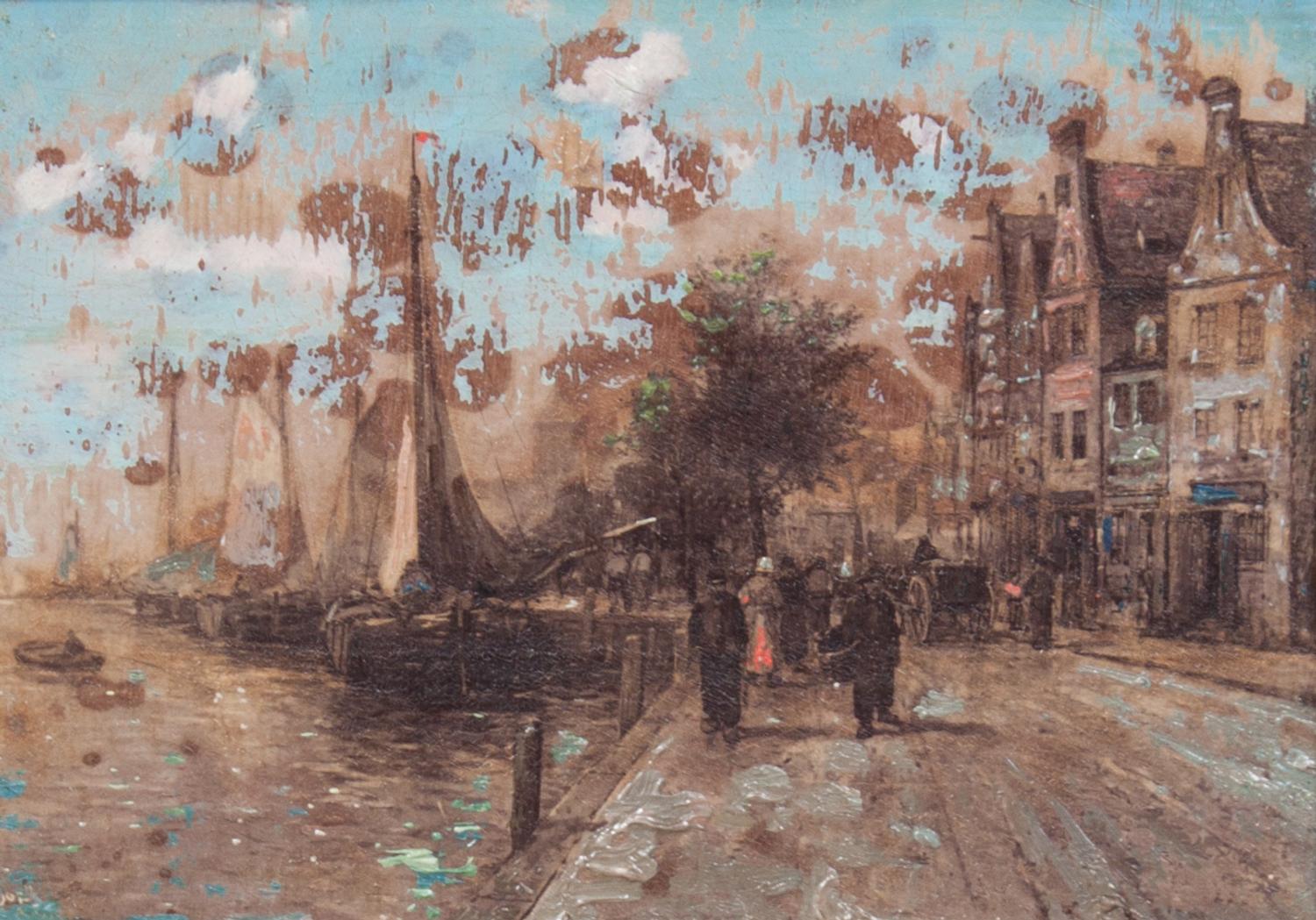 A Pair of Decorative Paintings Height of largest frame 7 1/2 x width 9 3/4 inches.