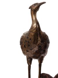 A Bronze Figural Group of Two Peacocks