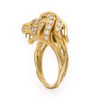 J.P. Bellin, Yellow Gold, Diamond, and Ruby Lion Ring