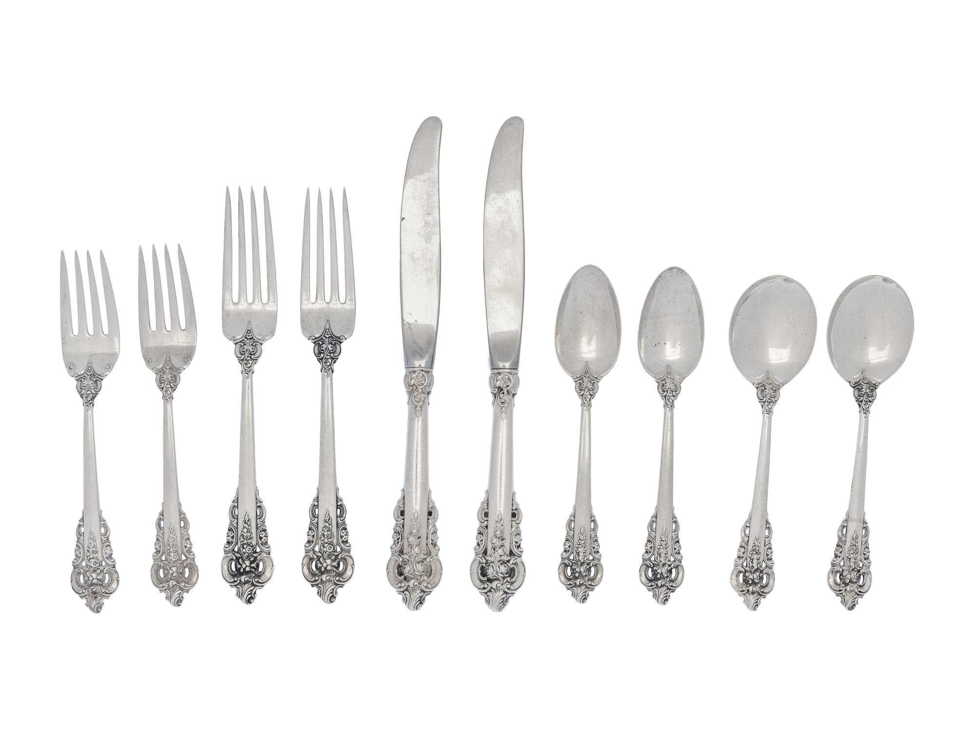 A Wallace Grand Baroque Silver Flatware Service