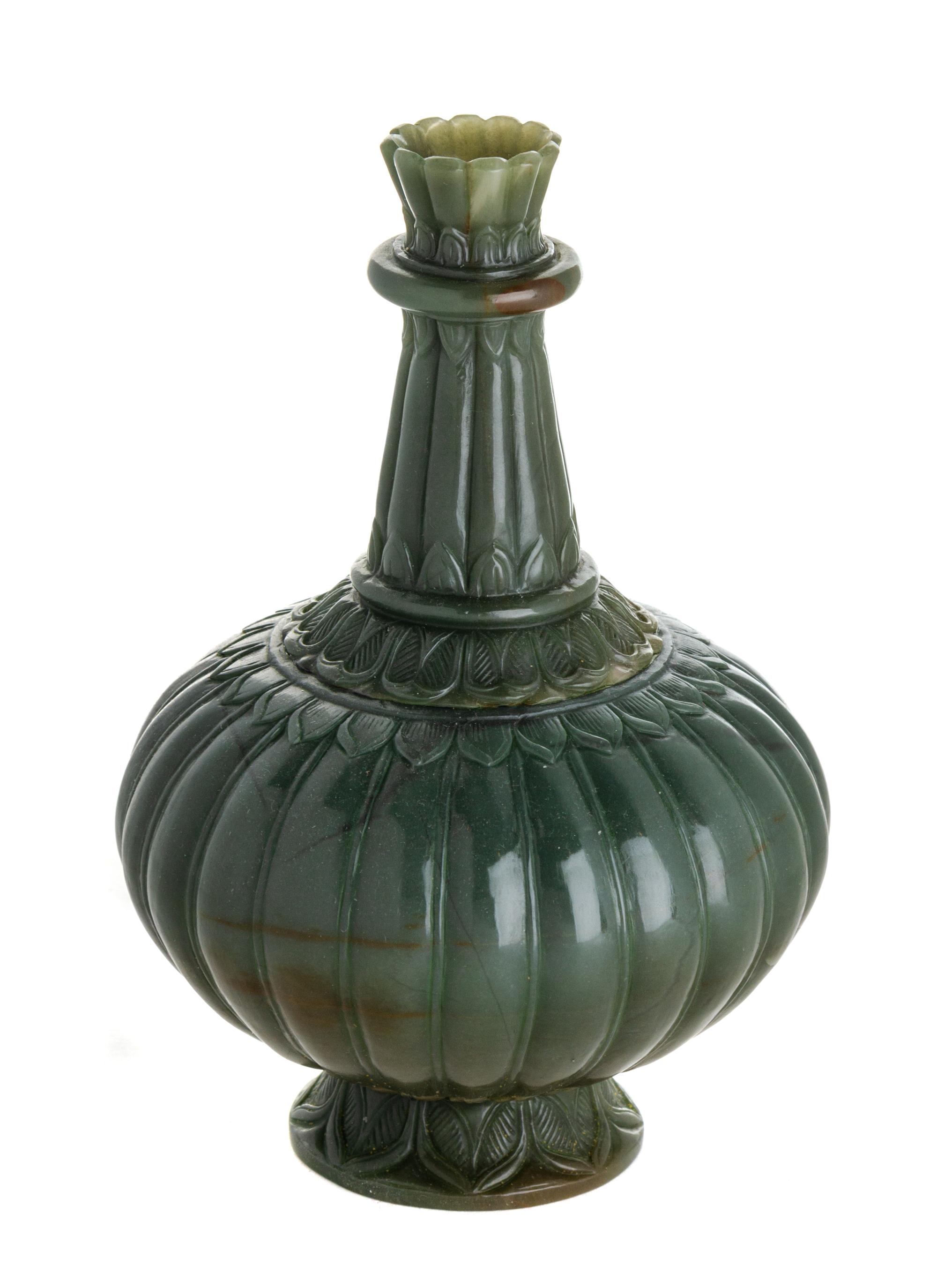 A Mughal Style Jade Vase Height 7 3/8 inches. — 20TH CENTURY