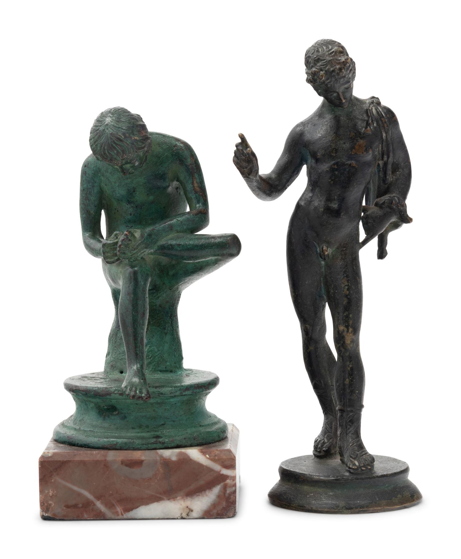 Two Grand Tour Bronze Figures Depicting Narcissus and Spinario