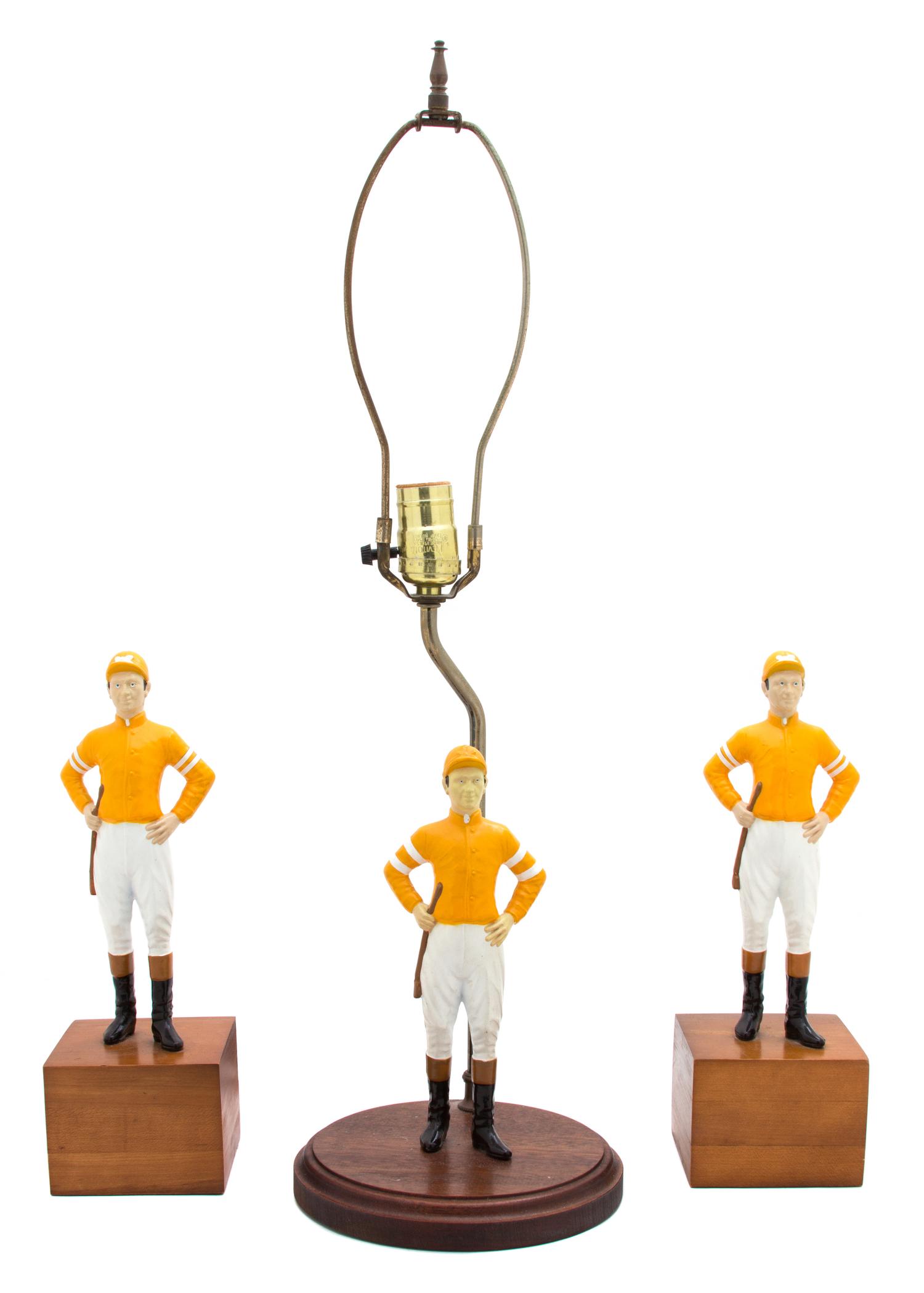 A Three Piece Polychromed Metal Desk Set — 20TH CENTURY