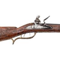 Contemporary Flintlock Jaeger Rifle in the Style of J. Hauer