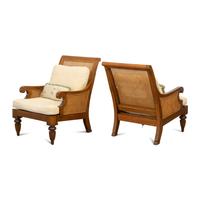An Anglo-Colonial Style Teak and Cane Four-Piece Seating Suite